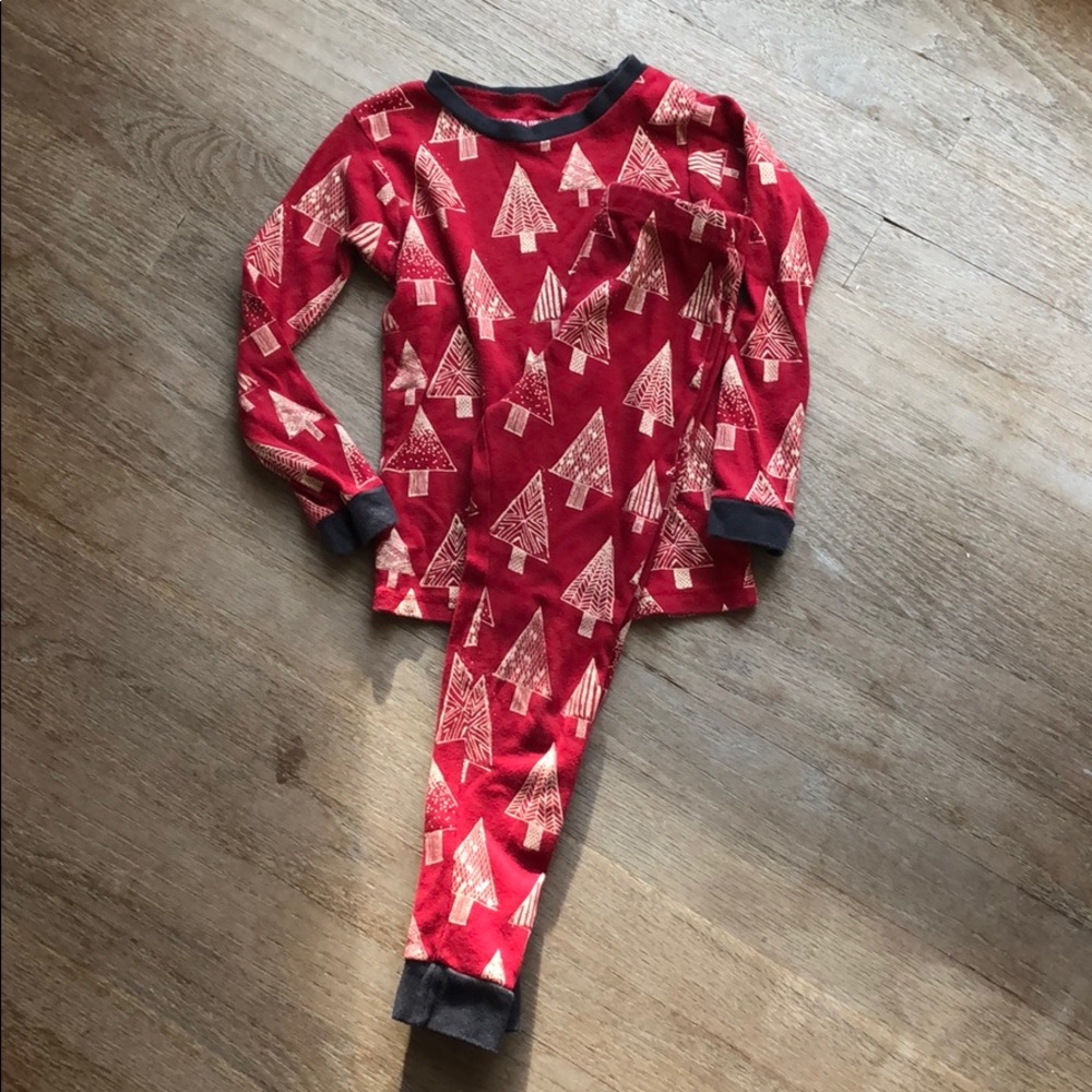 Burts Bees Christmas Pajamas Size 5 Trees Red